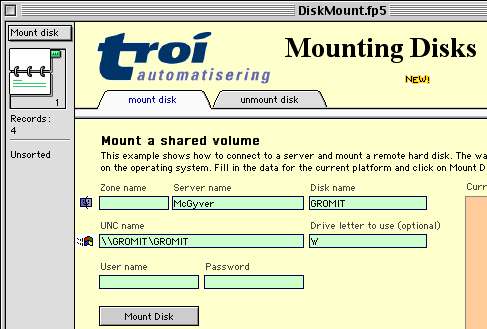 Mount disk with Troi File Plug-in